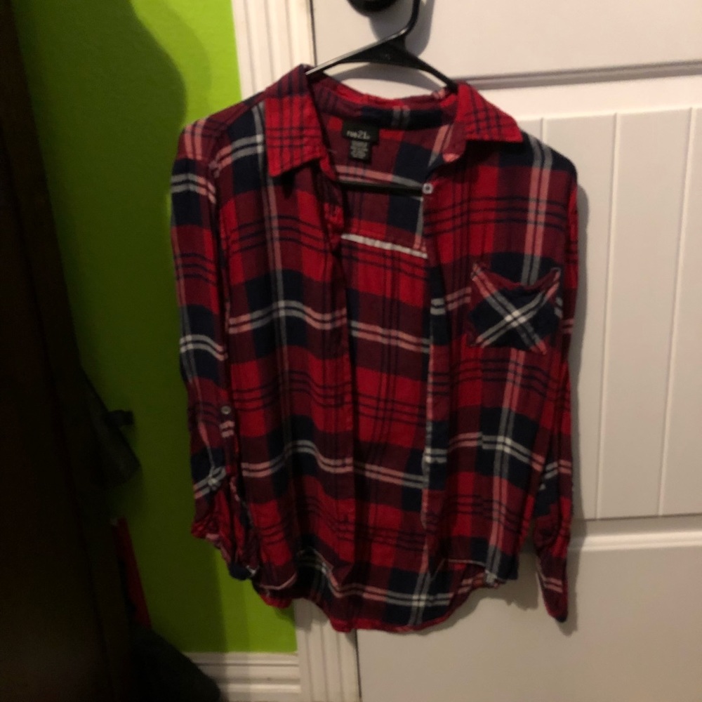 Women’s Red and Navy Blue Flannel